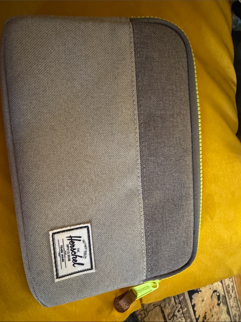 Herschel Supply Company Two-Tone Gray Laptop Sleeve with Neon Yellow Zipper